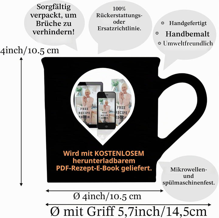 City to Cottage® - Keramik XXL Becher 500 ml | Kaffeebecher | Rot und Weiss | Polka Dots | Handgemac