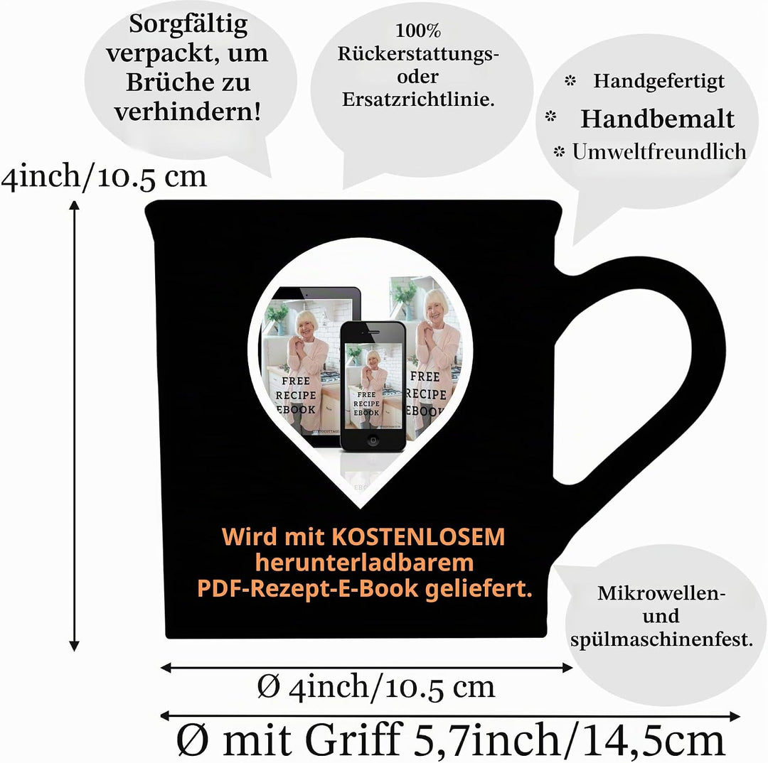City to Cottage® - Keramik XXL Becher 500 ml | Kaffeebecher | Lavendel Motiv | Handgemacht | Keramik