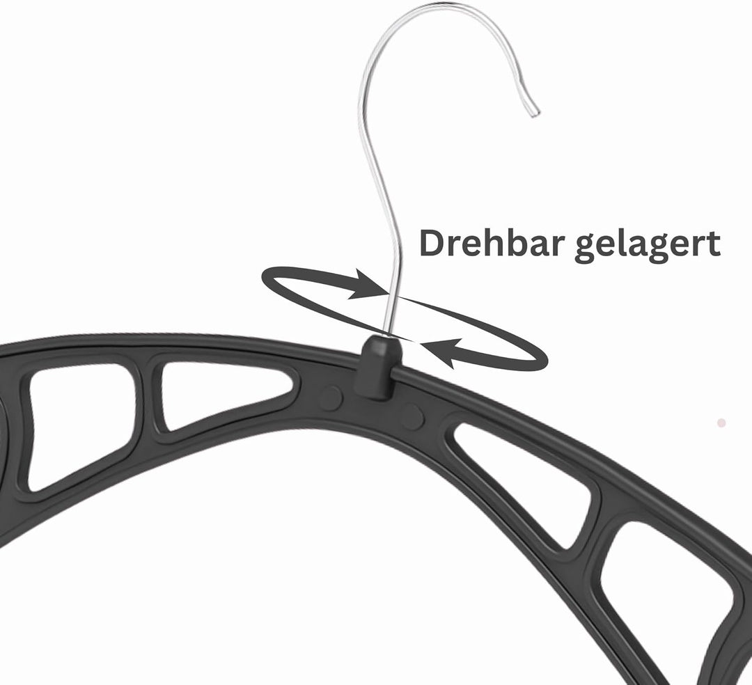 Plastard Kleiderbügel S38 aus Kunststoff 50 Stück, 38cm lang, 360° drehbarer Metallhaken. schmale 0,