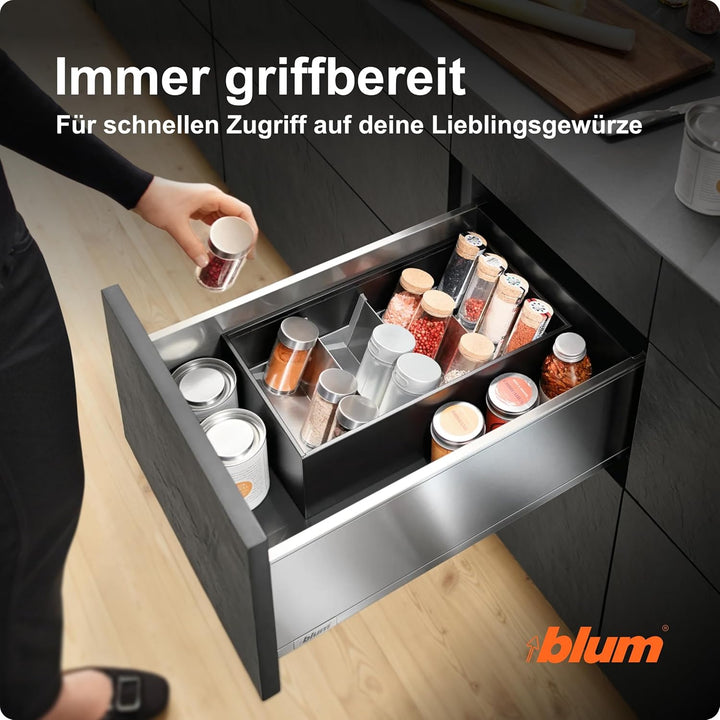 BLUM© Premium Qualität I AMBIA-LINE Gewürzhalter für Schubladen I Gewürzregal I Spice Organizer für