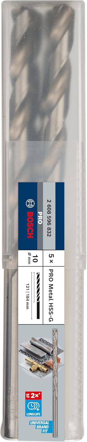 Bosch Accessories Bosch Professional 5x HSS-G Metallbohrer (für Metall, Ø 10 mm, Robust Line, Zubehö