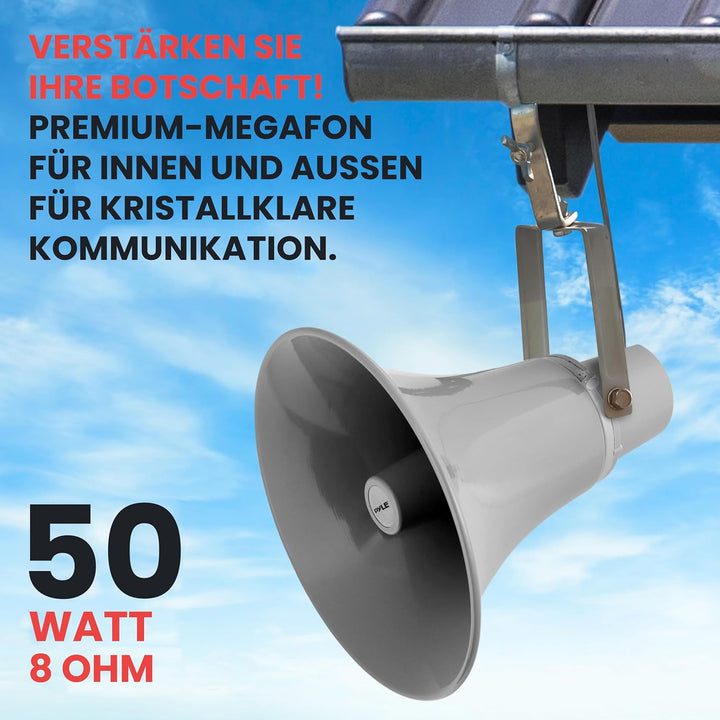 Pyle PA-Hornlautsprecher Innen/Aussen – Kompakter 34 cm Lautsprecher, 50 W, 400 Hz–5 kHz, 8 Ω, 70 V
