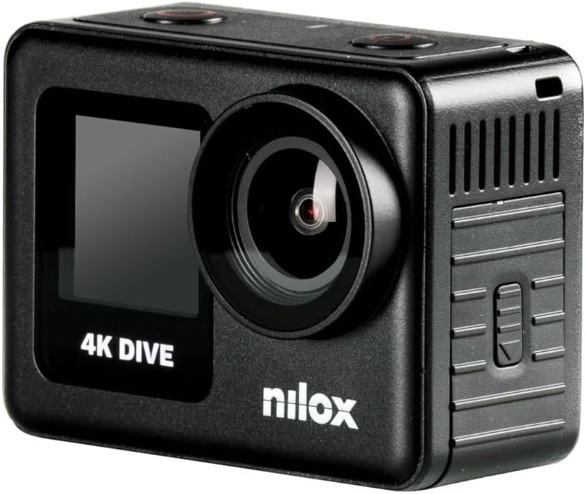 Nilox, Action Cam 4K Dive, Action Kamera 4K/60fps, Doppelbildschirm mit Touchscreen, WLAN-Verbindung