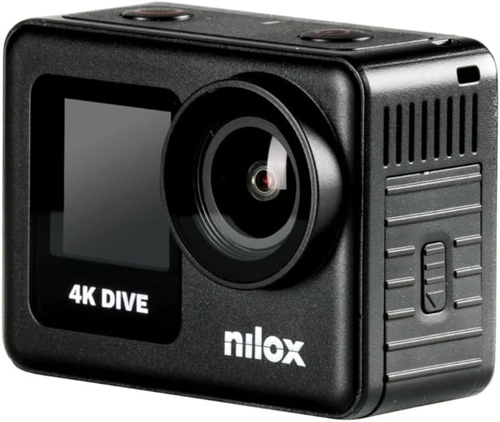 Nilox, Action Cam 4K Dive, Action Kamera 4K/60fps, Doppelbildschirm mit Touchscreen, WLAN-Verbindung