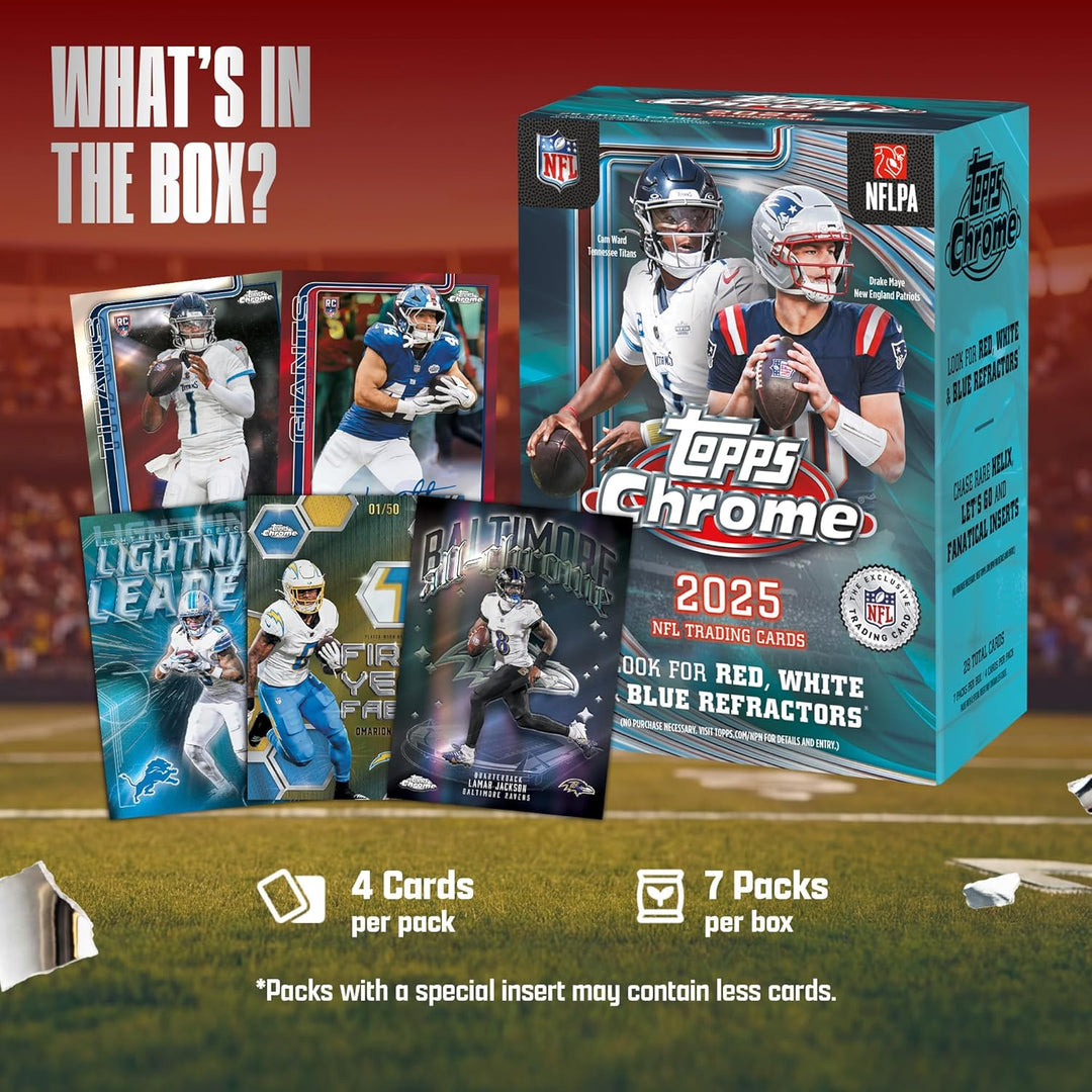 2025 Topps Chrome Football – werkseitig versiegelt – Value Box