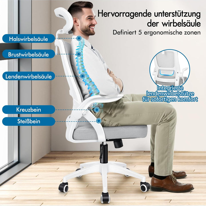 ALFORDSON Bürostuhl Chefsessel Netzstuhl ergonomisch Schreibtischstuhl Wippfunktion höhenverstellbar