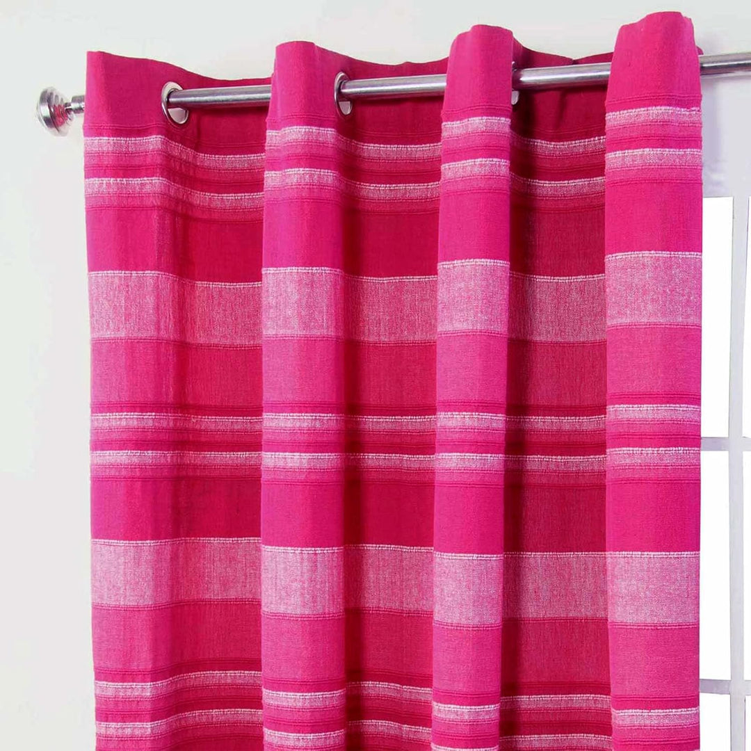 Homescapes Morocco Ösenvorhang 2er-Set, Vorhang pink gestreift 137x137 cm aus 100% Baumwolle, 2 hand