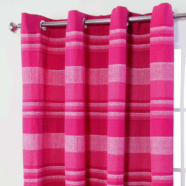Homescapes Morocco Ösenvorhang 2er-Set, Vorhang pink gestreift 137x137 cm aus 100% Baumwolle, 2 hand