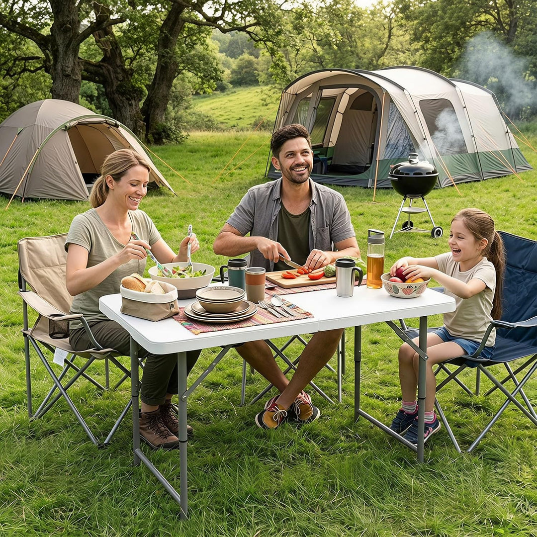 COSTWAY Campingtisch höhenverstellbar, Gartentisch klappbar, Klapptisch mit HDPE-Tischplatte &amp; Trage