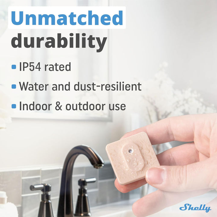 Shelly Blu H&T Mocha | Bluetooth-gesteuerter Temperatur- und Luftfeuchtigkeitssensor | Spritzwasserg