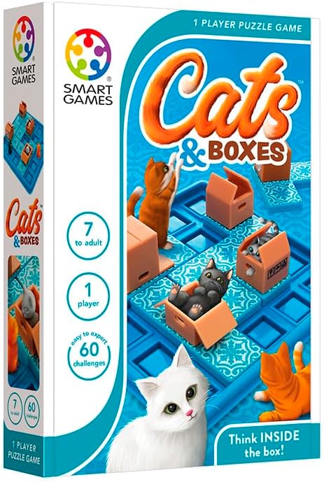 SmartGames - Cats & Boxes, Puzzle Game with 60 Challenges, 7+ Years, SG450