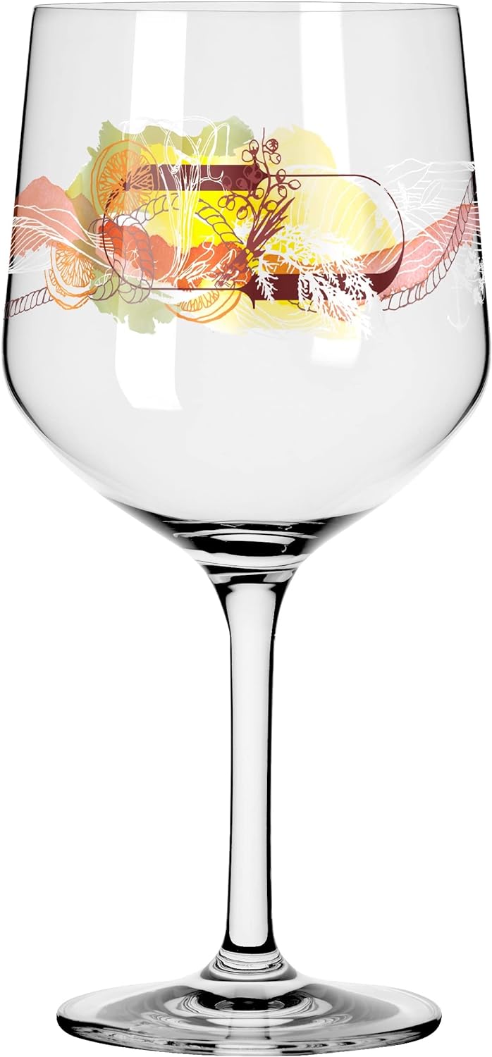 Ritzenhoff 3791001 Gin-Glas 700 ml – 2er-Set – Serie Botanic Lights Nr.1 – 2 Stück mit Sommerfarben