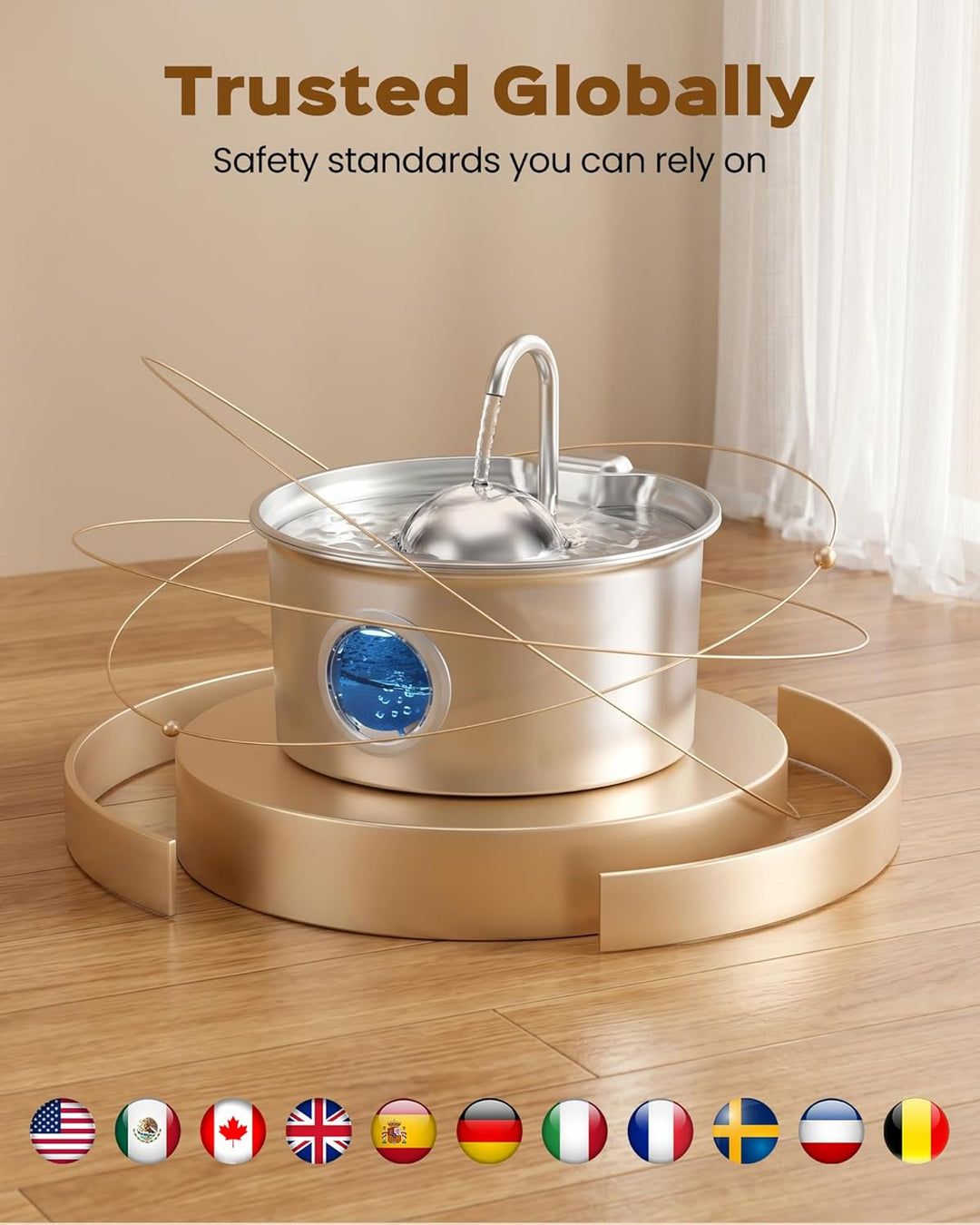 Trinkbrunnen für Katze Edelstahl Katzen Wasserbrunnen: Katzenbrunnen für Katzen Automatic - 2.6L Kat