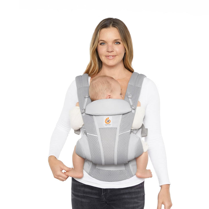 Ergobaby Omni Breeze Babytrage für Neugeborene ab Geburt bis 20kg, 4 Positionen SoftFlex Mesh Ergono