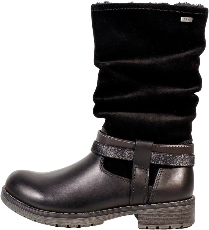 Lurchi Kinderschuhe Mädchen Stiefel Reissverschluss Stiefel Blau Freizeit 34 EU Schwarz, 34 EU Schwa