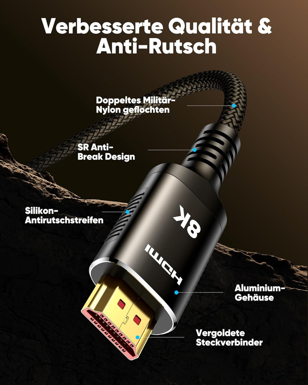 SNOWKIDS HDMI 2.1 Kabel 3Meter 2 Stück, 10K 8K HDMI Kabel 48Gbps Highspeed 8K@60Hz Ultra HD HDMI Kab