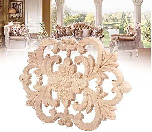 Holz Applique Schnitzerei Blume, Selbstklebend, Gummiholz, 30x19 cm, Dekorativ für Haustür, Schrank,