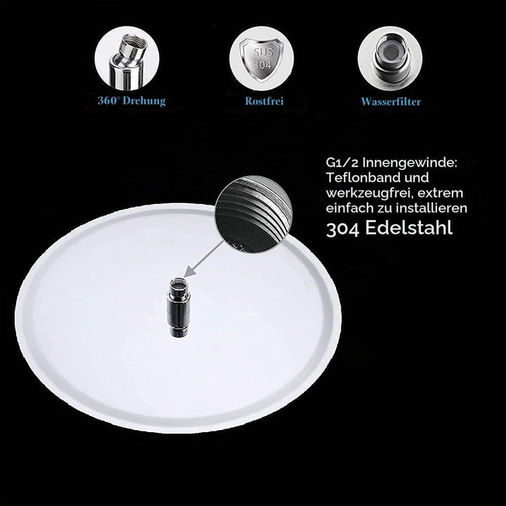Duschkopf Regendusche 20cm, Regenduschkopf 8 Zoll Rund aus Edelstahl, Selbstreinigende Regendusche B