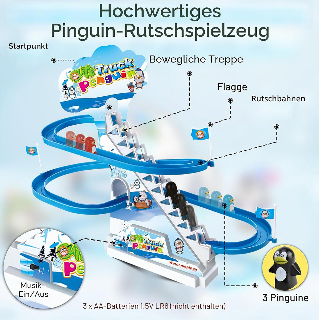 ARSUK Elektronische Musik Ente treppensteigen Spielzeug, Rennbahnen, Playful Penguin Race, achterbah