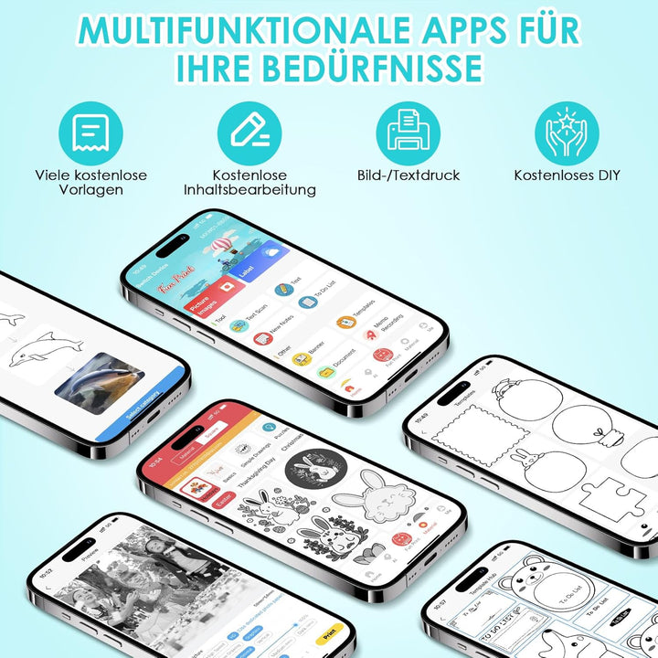 GuKKK Mini-Fotodrucker, Thermodrucker, tragbarer Sofortbilddrucker, Mini-Fotodruck vom Handy, Thermo