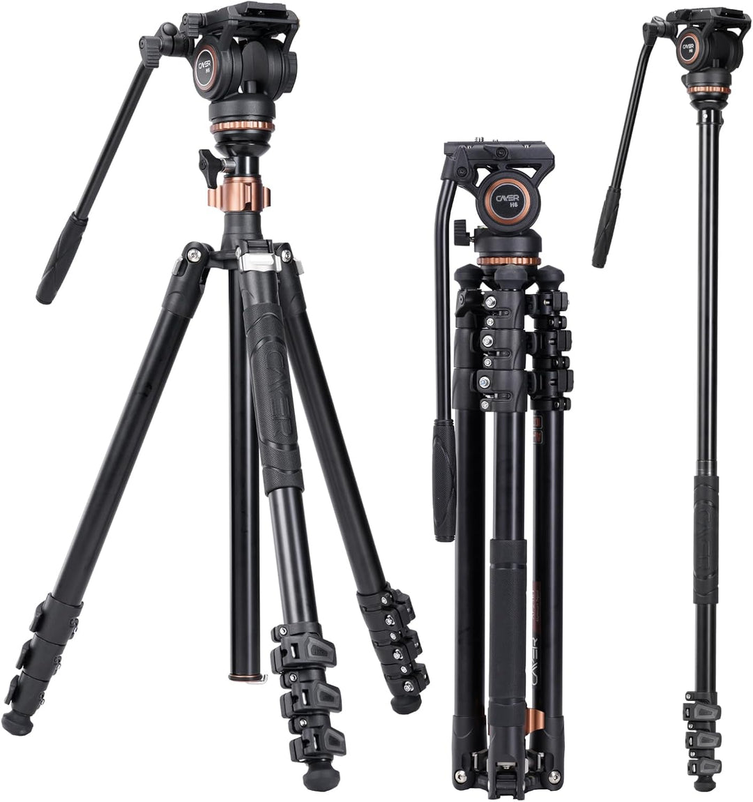 Professionelles Video-Stativ-Einbeinstativ-Kit, Cayer AF2451 67-Zoll-Aluminium-Teleskop-Flip-Lock-St
