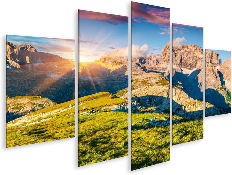 Bild Bilder auf Leinwand Bunter Sommeruntergang auf dem Paternkofel im Nationalpark TRE Cime di Lava