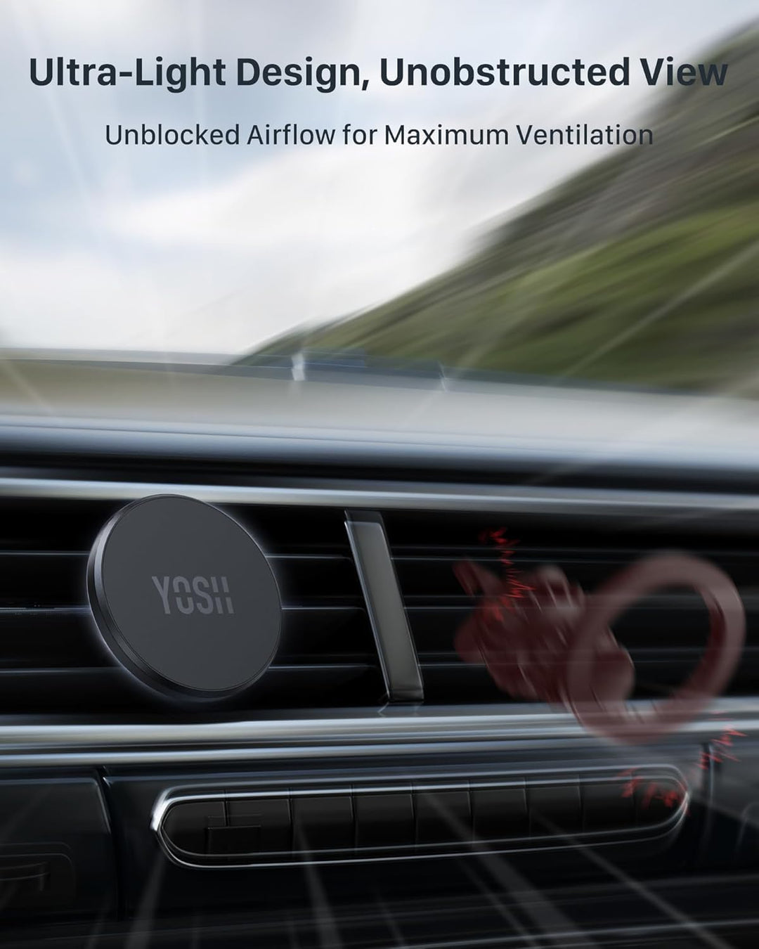 YOSH für MagSafe Autohalterung, Handyhalterung Auto mit N52 Magnet, Ultra-Stabiler Lüftung KFZ Handy
