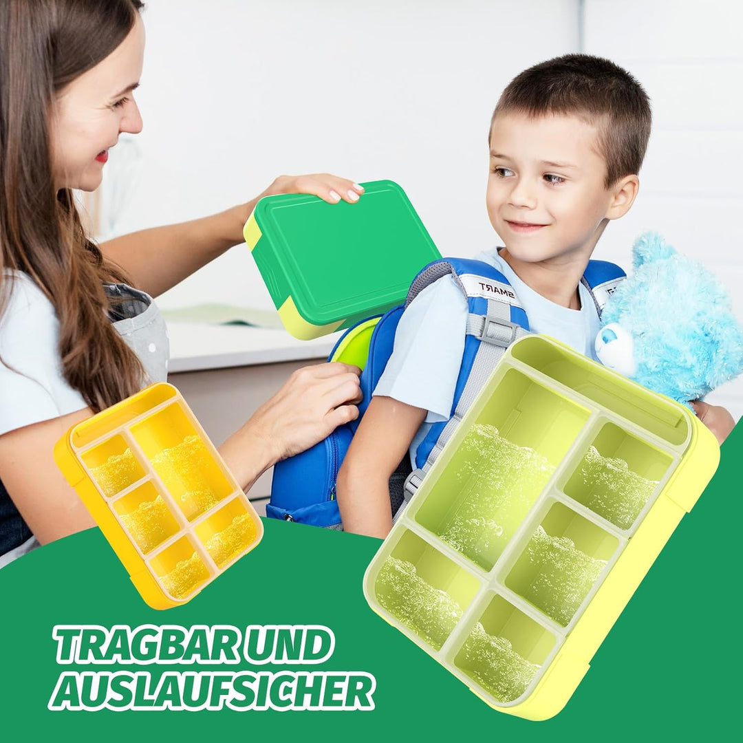 Brotdose Kinder mit Fächern 1300ml Lunchbox für Kinder, Auslaufsichere Bento Box mit 5 Fächern Beste
