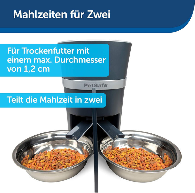 PetSafe 2 Tierfutterteiler mit nur einem Napf, Futterautomat für zwei Hunde oder Katzen, BPA-freier