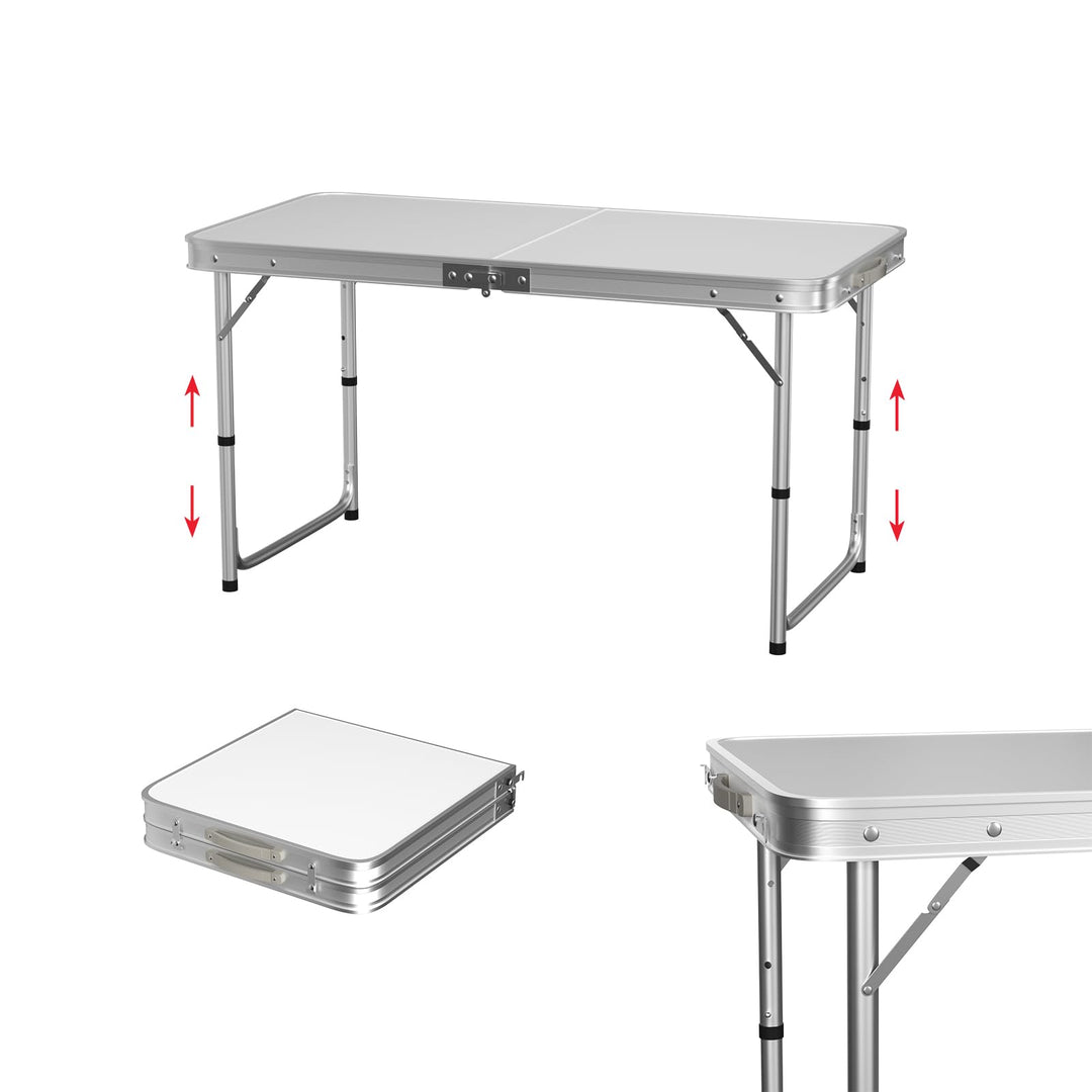 Campingtisch Klappbar Alu + MDF Klapptisch mit Tragegriff, Picknicktische/Partytische/Angeltische, L