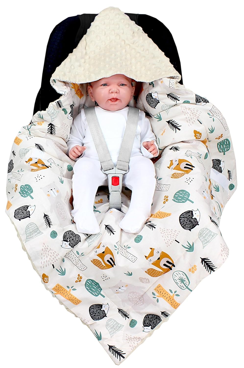 TupTam Baby Winter Einschlagdecke Babydecke 75x75cm für Autositz Babyschale Wattiert Minky Baumwolle