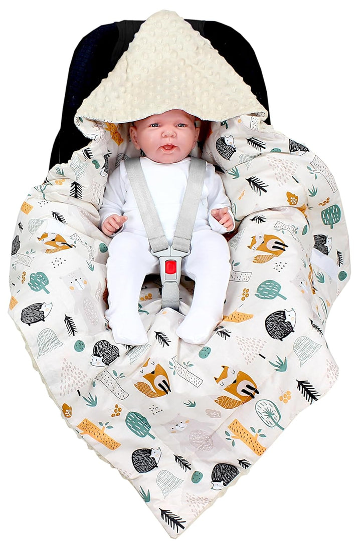TupTam Baby Winter Einschlagdecke Babydecke 75x75cm für Autositz Babyschale Wattiert Minky Baumwolle