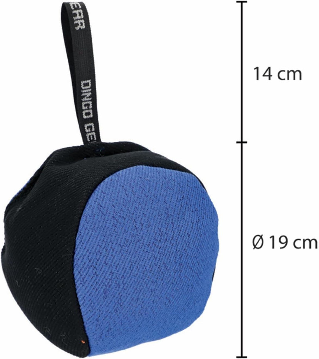 Dingo Gear Trainings-Spielzeug Bäll 19 cm Schwarz-Blau mit Griff French-Material Nylcott Training Sp