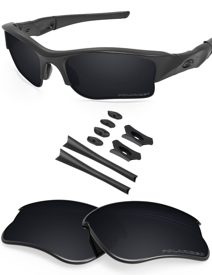 BlazerBuck Anti-salz Polarisierte Ersatzgläser für Oakley Flak Jacket XLJ Schwarz Polarisiert Glas,