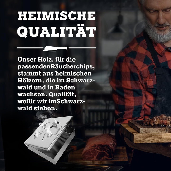 Blackforest Butchery - BBQ Räucherbox – Smokerbox aus Edelstahl – Smokergrill-Flair bei jedem Grillm