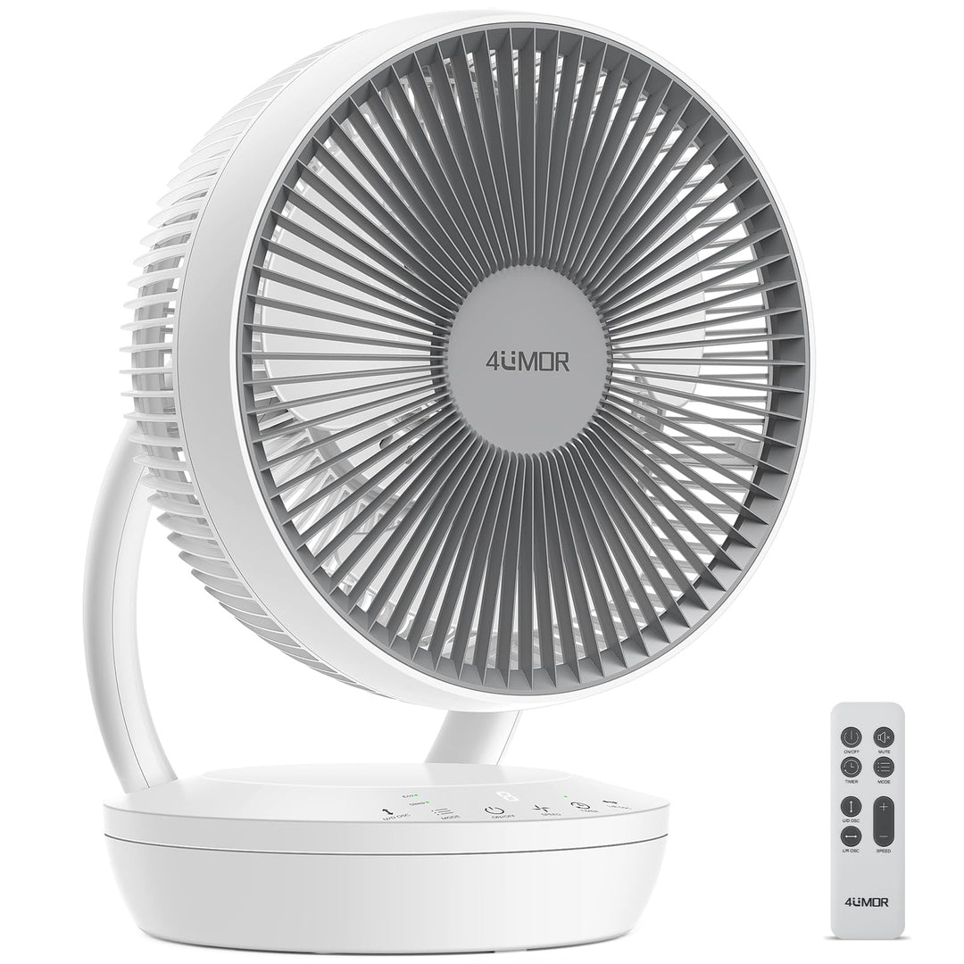 4UMOR Ventilator leise, DC Motor, 20dB Ultra Powerful Tischventilator, mit Touchpanel, 8H Timer, 3 W