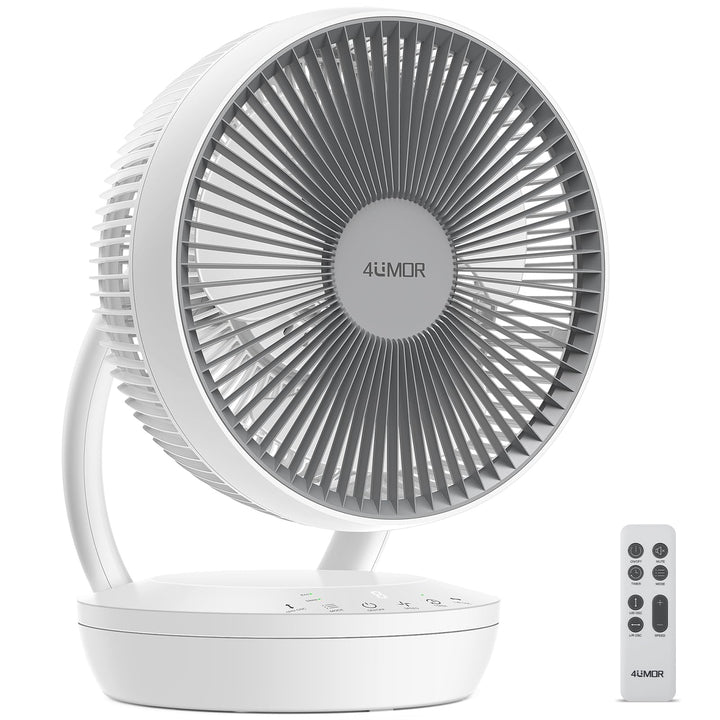4UMOR Ventilator leise, DC Motor, 20dB Ultra Powerful Tischventilator, mit Touchpanel, 8H Timer, 3 W
