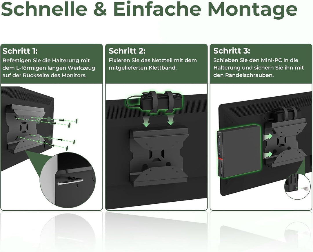 Mini PC Halterung für Lenovo, Wand/VESA/Untertisch/Halterung für Monitorarme Lenovo ThinkCentre M600