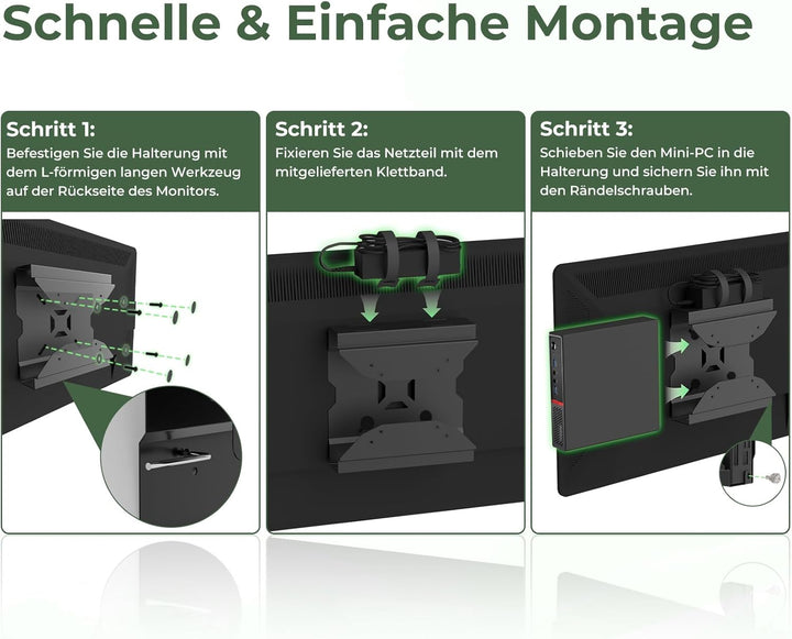 Mini PC Halterung für Lenovo, Wand/VESA/Untertisch/Halterung für Monitorarme Lenovo ThinkCentre M600