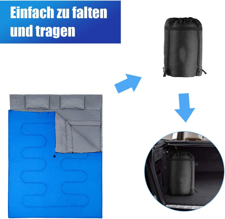 DREAMADE Doppel-Schlafsack, 2 in 1 Outdoor Schlafsack, Doppel Deckenschlafsack, Sommerschlafsack 2er