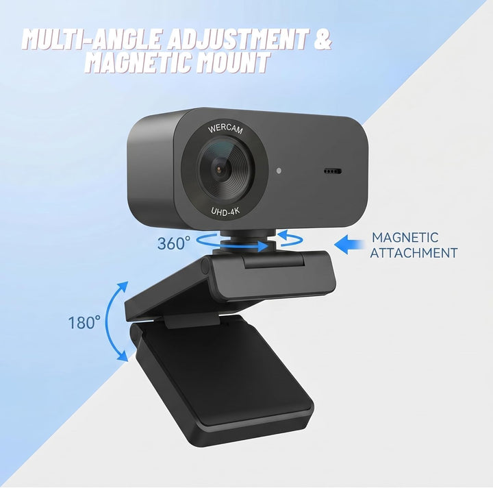 Kaysunlink UHD 4K Webcam, Webcam mit Mikrofon und Objektivabdeckung, Rauschunterdrückung, 100° FOV,