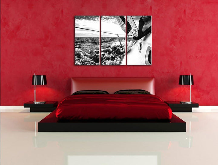Pixxprint Segel der Yacht als Leinwandbild/Grösse: 3 Teilig (120x80 cm) cm/Wandbild/Kunstdruck/ferti