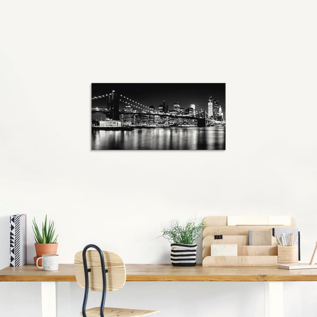 ARTland Glasbilder Wandbild Glas Bild einteilig 100x50 cm Querformat Skyline New York City Schwarz W