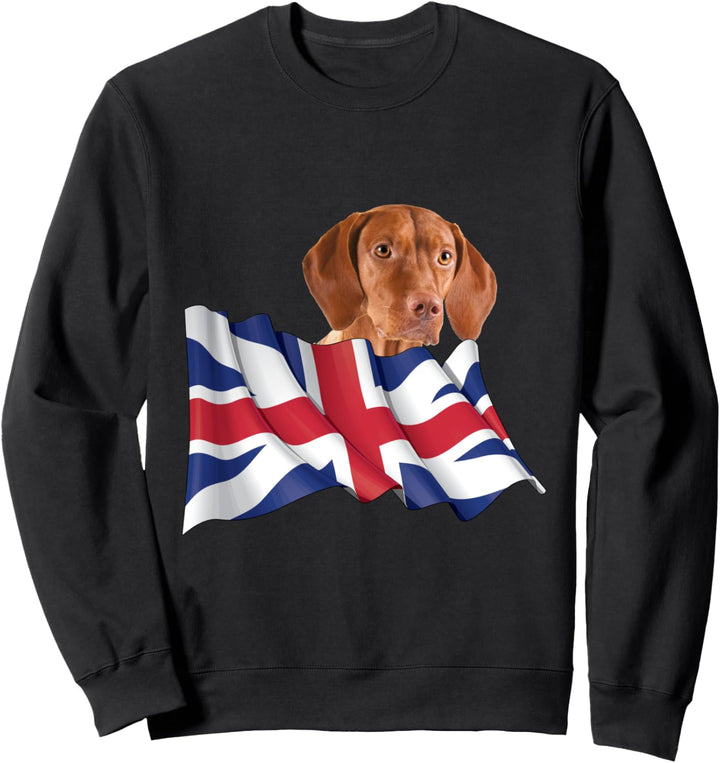 Union Jack Flag Dog Vizsla Sweatshirt