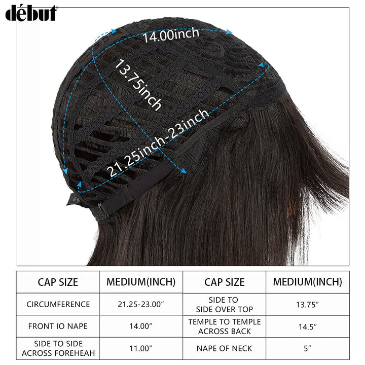 DÉBUT Echthaar Perücke mit Pony kurz Perücke Bob Pixie 10A brasilianisches Virgin Remy Hair 25cm 103