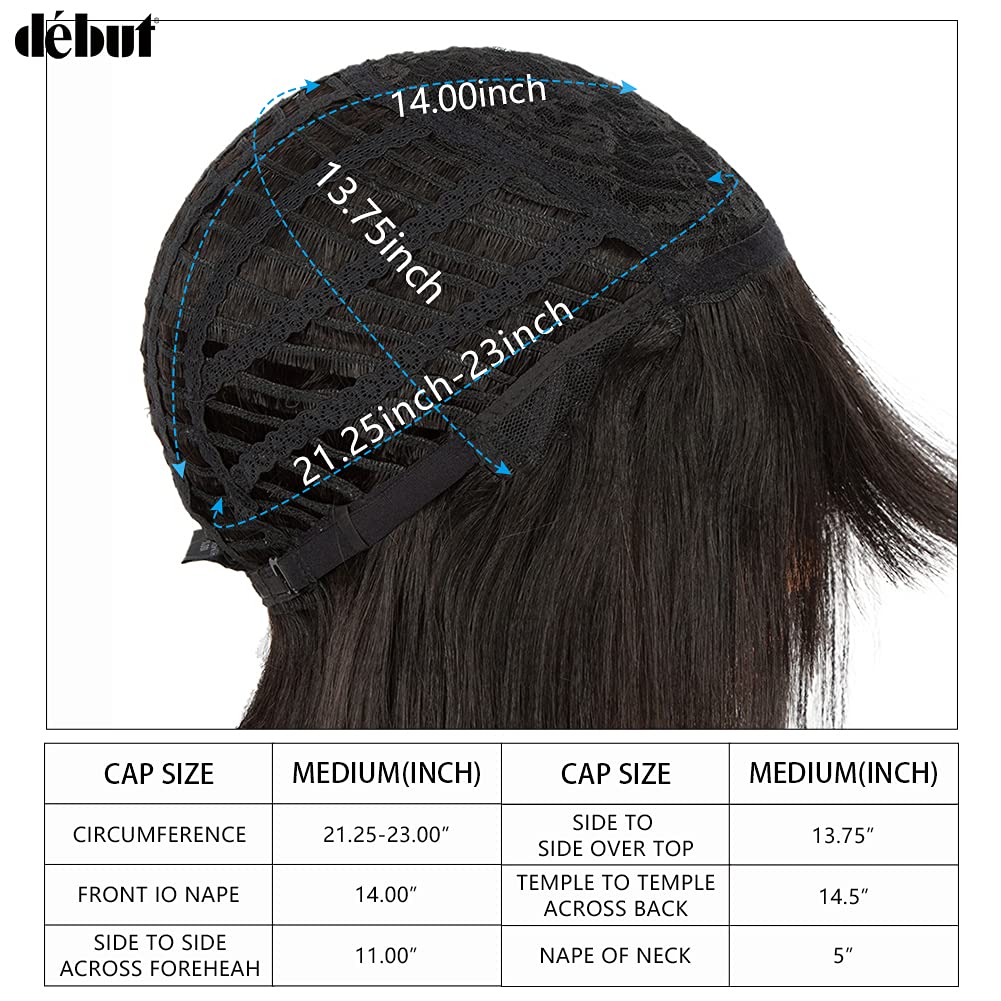 DÉBUT Echthaar Perücke mit Pony kurz Perücke Bob Pixie 10A brasilianisches Virgin Remy Hair 25cm 103