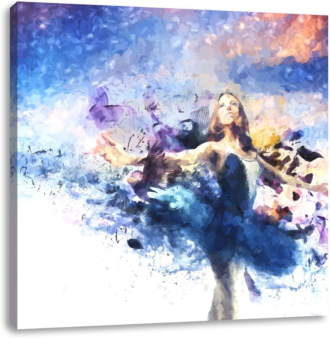 Pixxprint tanzende Ballerina als Leinwandbild/Grösse: 70x70 cm/Wandbild/Kunstdruck/fertig bespannt,