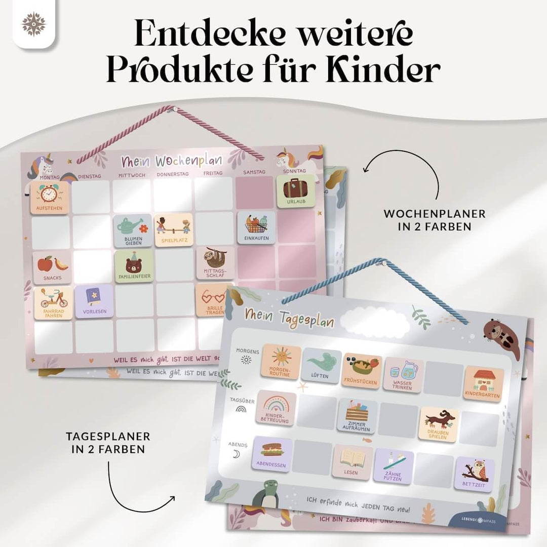 Lebenskompass® Belohnungstafel Kinder Rosa - Abwischbare Whiteboard-Tafel mit Aufhängeband - Belohnu