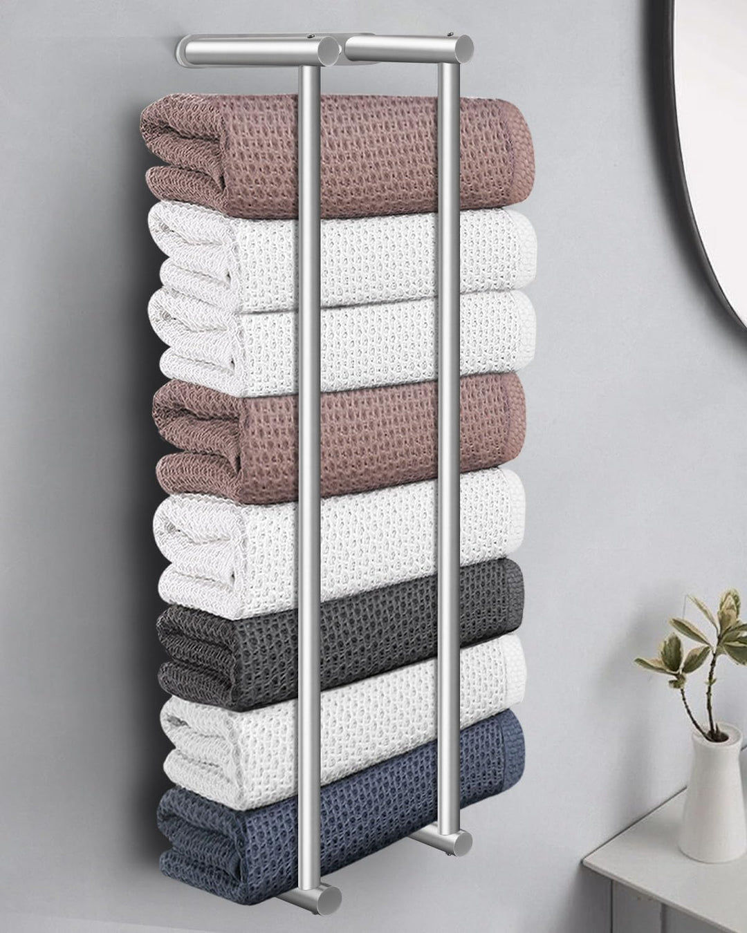 LIVEHITOP Handtuchhalter, Grosse Handtuchregal Silber Wand 75CM Edelstahl Hohe Kapazität Gästehandtu