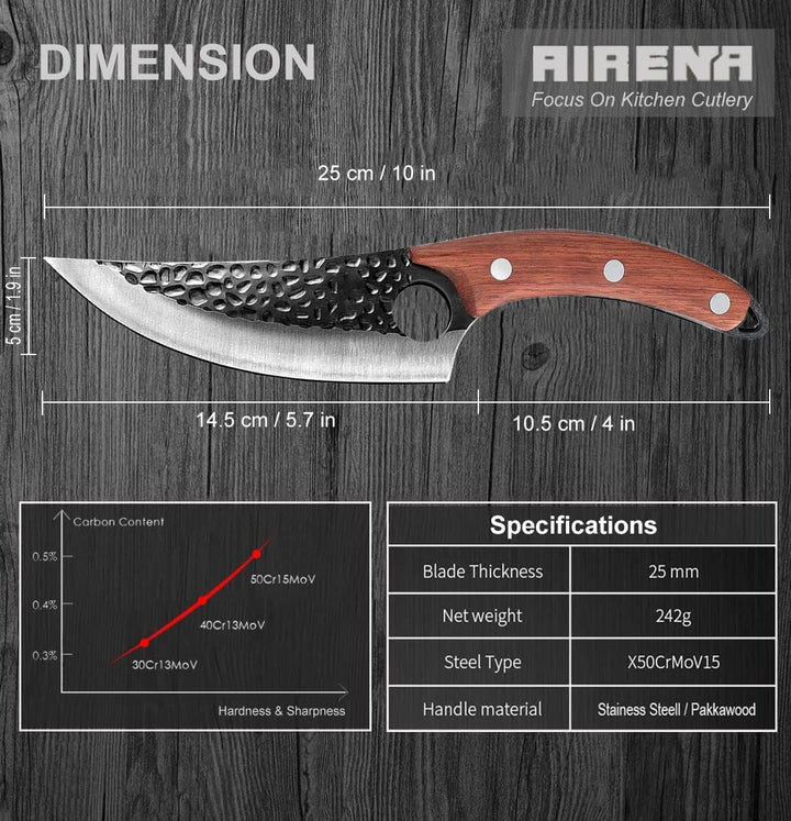 Handgeschmiedetes Kochmesser, 5.5' Japanischer Stil Hackmesser, Fleischmesser, Deutscher Kohlenstoff